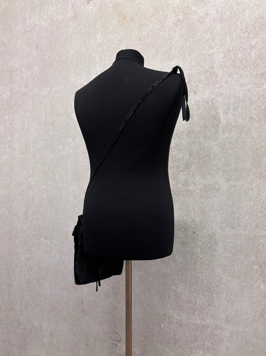 Ann Demeulemeester 90's/00's raw hide double postman shoulder bag