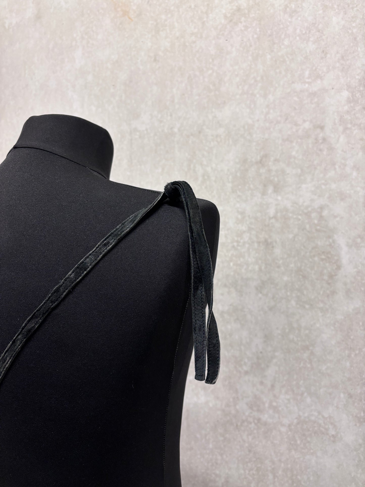 Ann Demeulemeester 90's/00's raw hide double postman shoulder bag