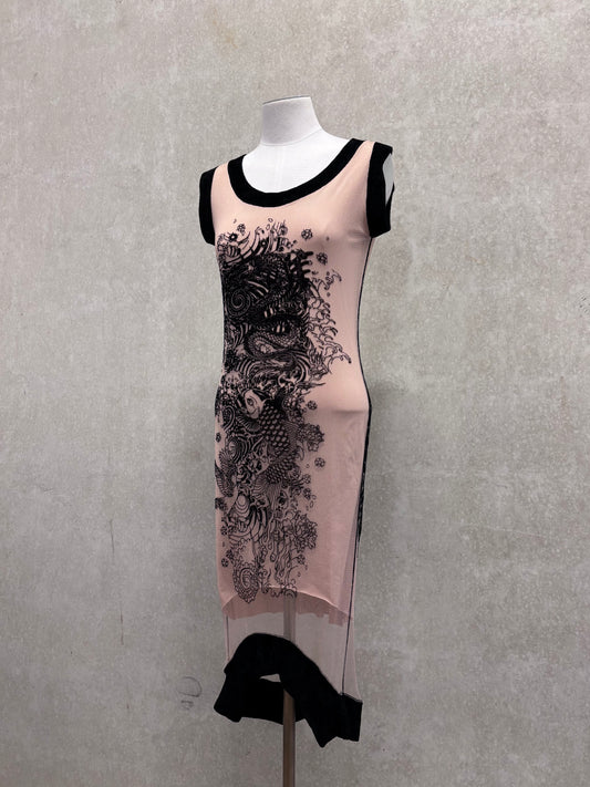 Jean Paul Gaultier 90's mesh tattoo dress