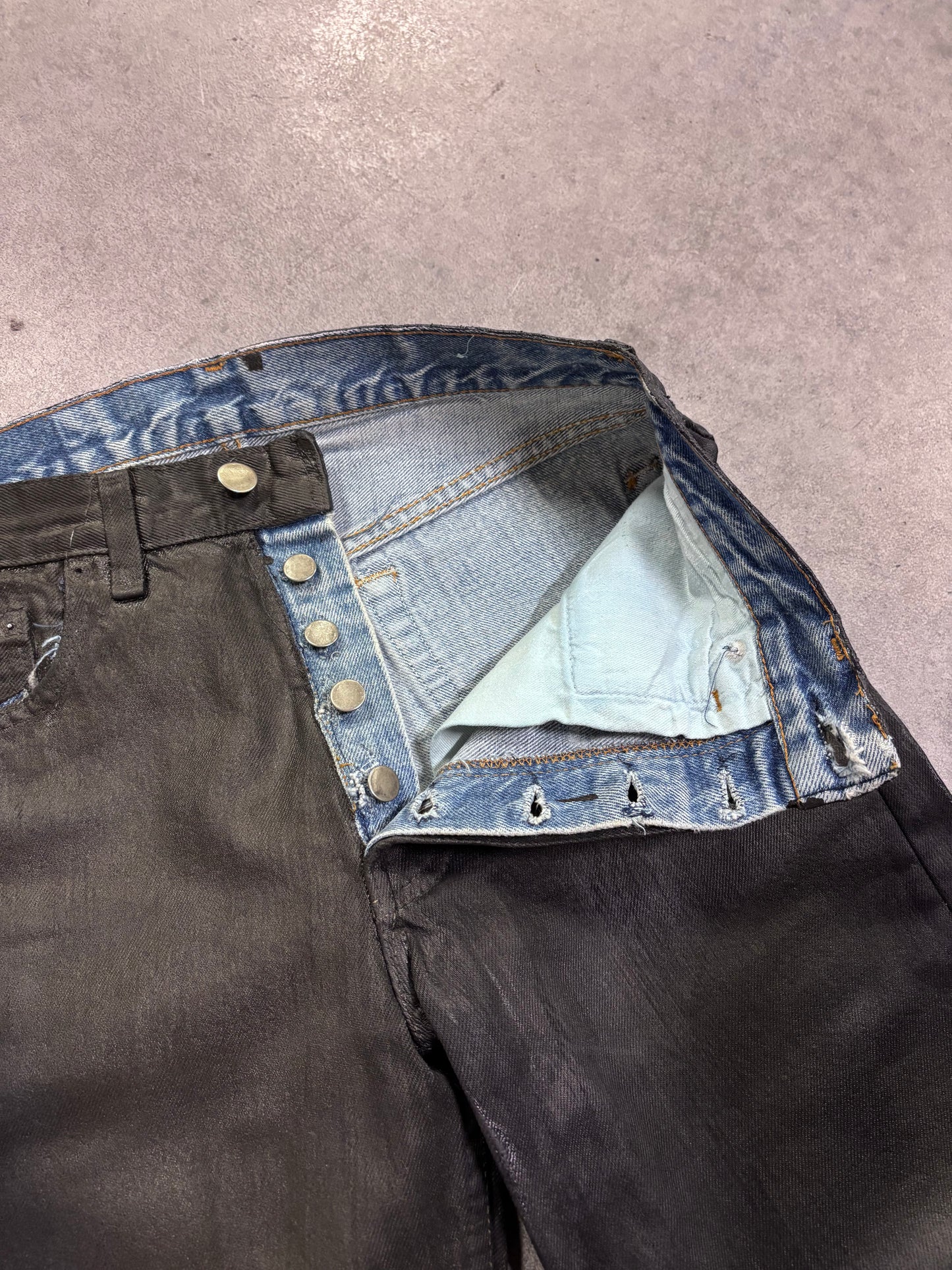 Maison Martin Margiela 1999 artisanal black painted jeans