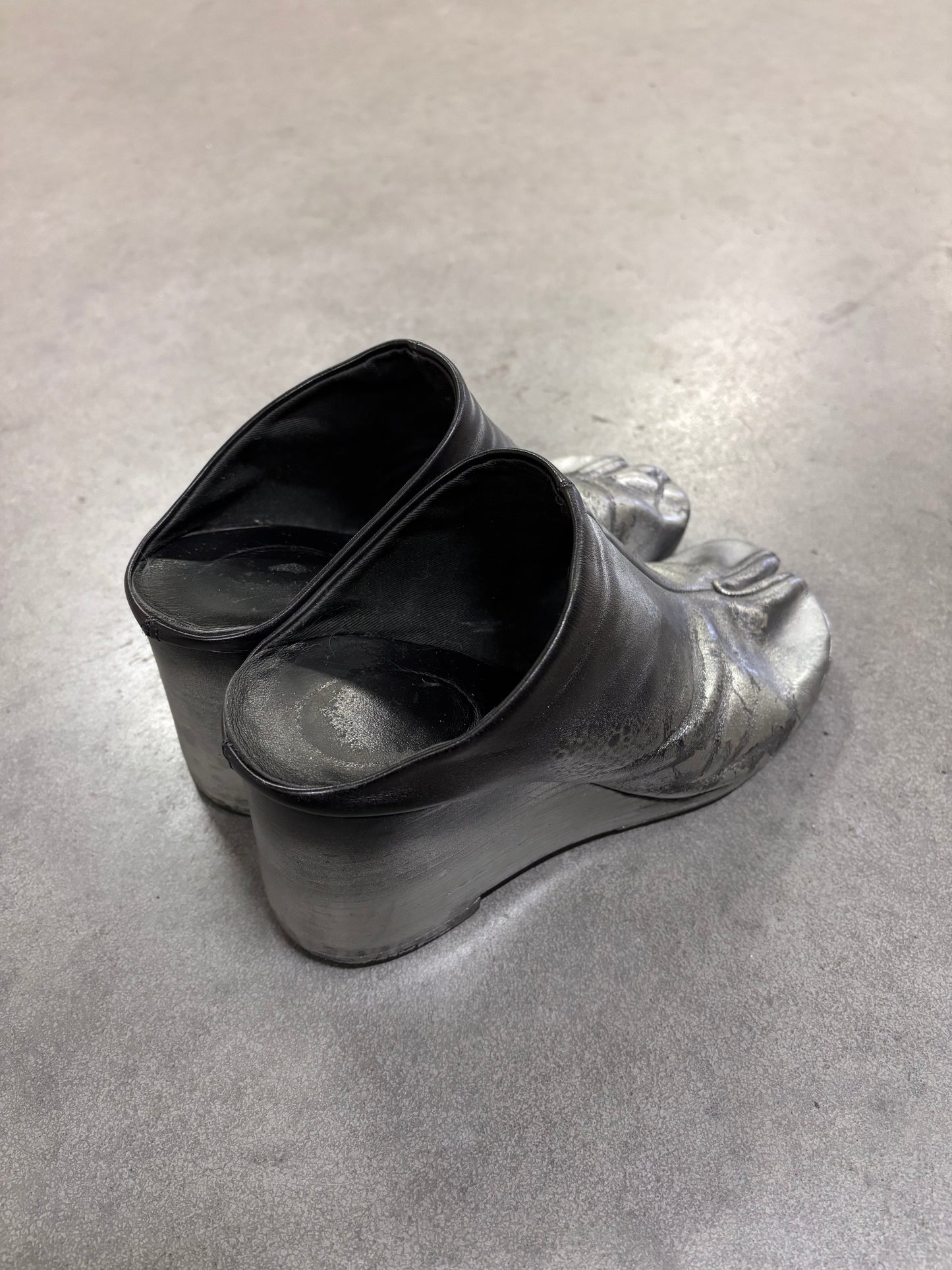 Maison Martin Margiela S/S 2002 painted tabi clogs with wedge heel