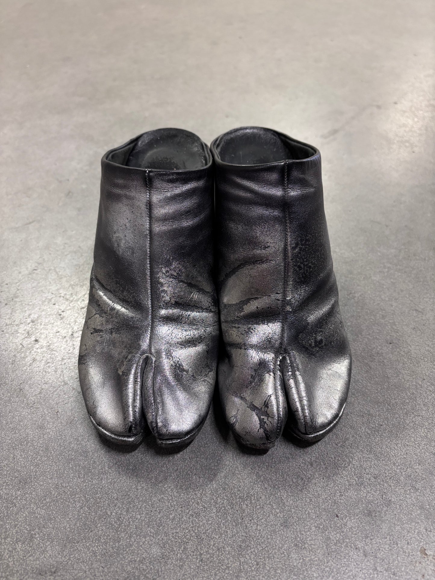 Maison Martin Margiela S/S 2002 painted tabi clogs with wedge heel