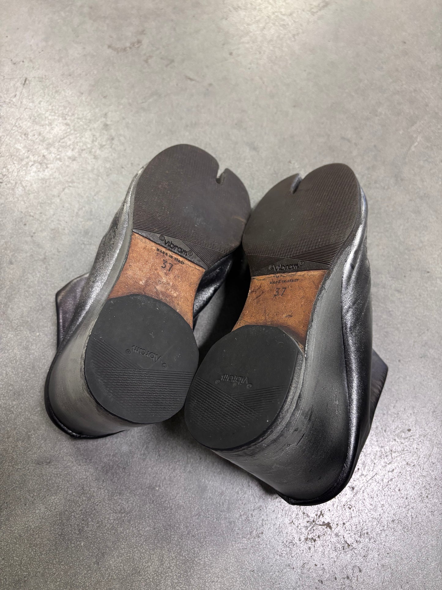 Maison Martin Margiela S/S 2002 painted tabi clogs with wedge heel