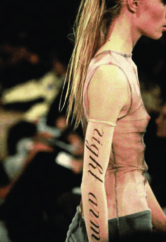 Ann Demeulemeester S/S 1998 sheer sleeves 'right arm' & 'Bras gauche'